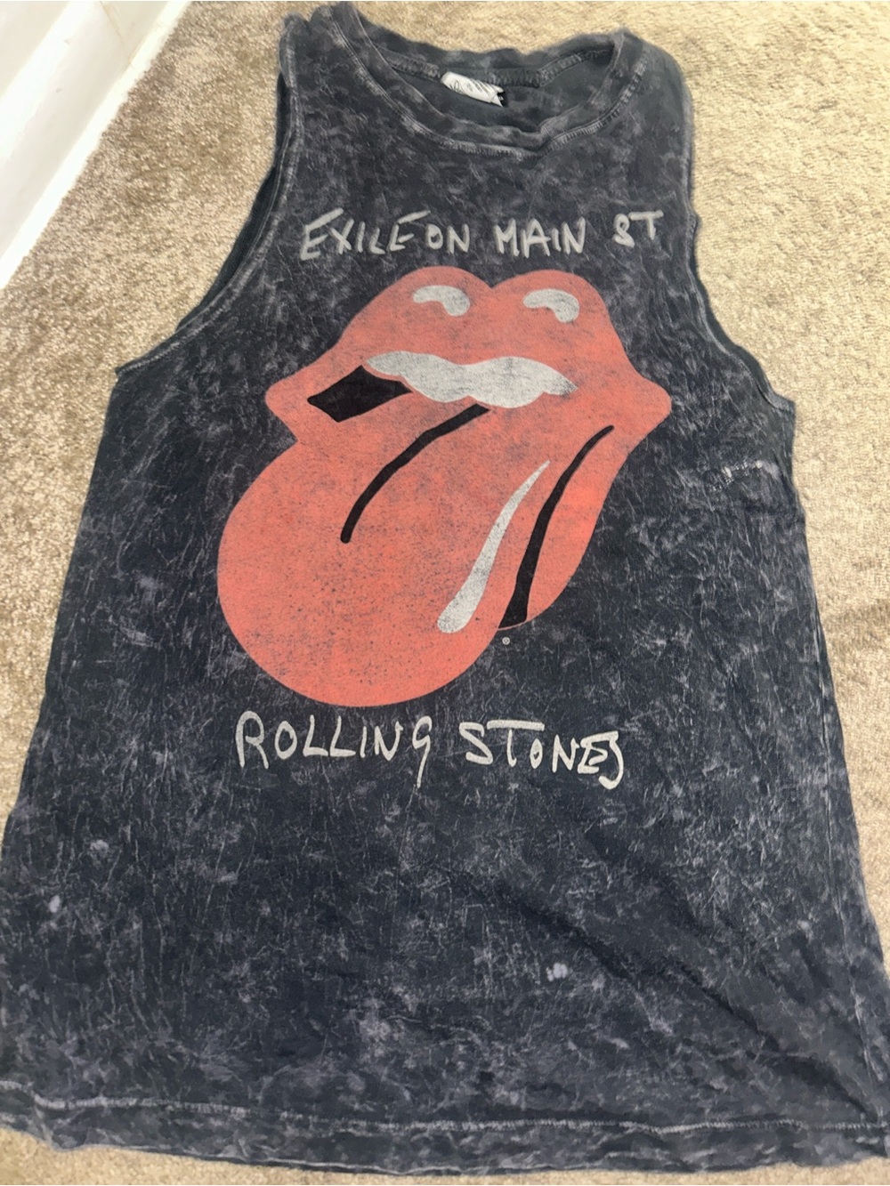Bravado Black Tank with Red Rolling Stones Tongue Graphic